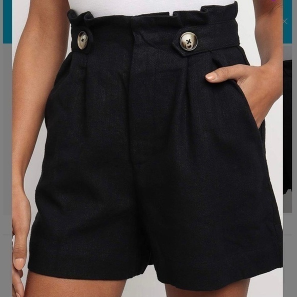 VRKUFIE Black Button High-Waist Paper Bag Short XL - Picture 3 of 11